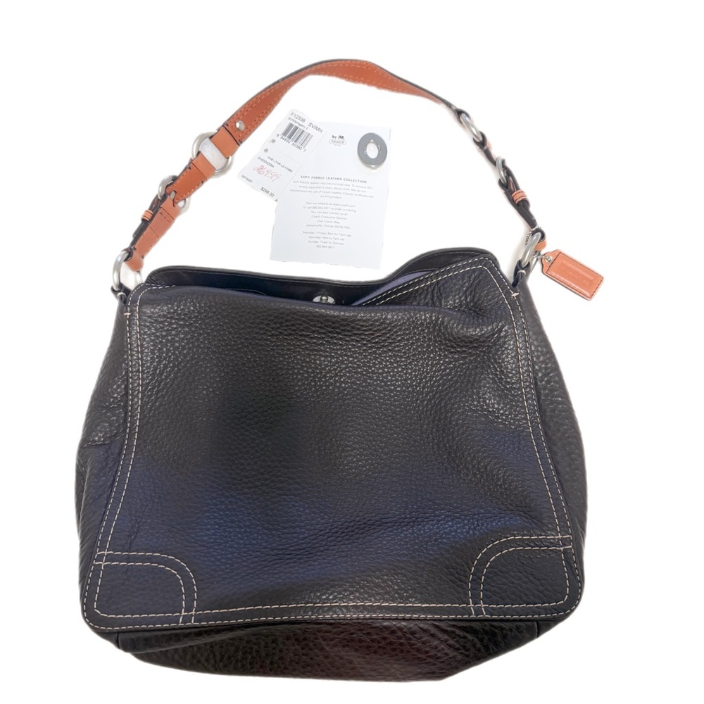 Coach Hampton Turn Lock Hobo Bag Light & Dark Brown MISSING HARDWARE 12338